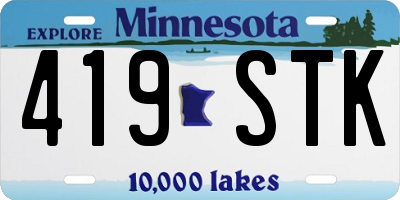 MN license plate 419STK