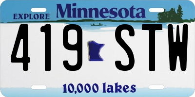MN license plate 419STW