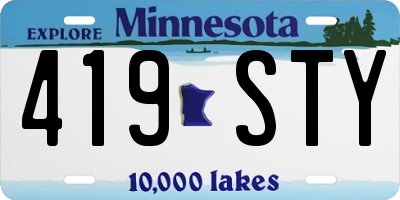 MN license plate 419STY