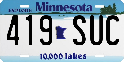 MN license plate 419SUC