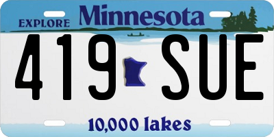 MN license plate 419SUE