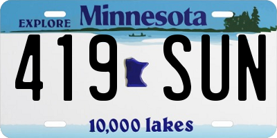 MN license plate 419SUN
