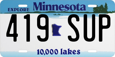 MN license plate 419SUP