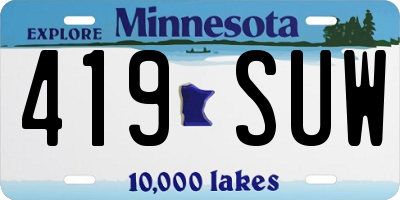 MN license plate 419SUW