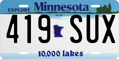 MN license plate 419SUX
