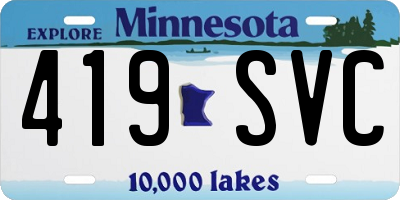 MN license plate 419SVC