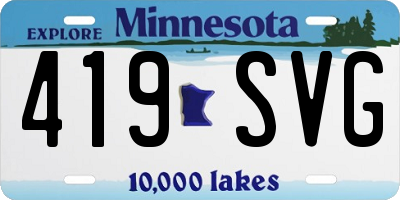 MN license plate 419SVG