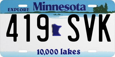 MN license plate 419SVK