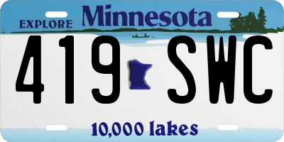 MN license plate 419SWC