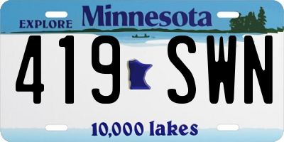 MN license plate 419SWN