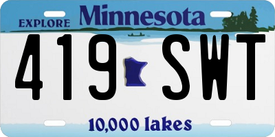 MN license plate 419SWT