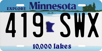 MN license plate 419SWX