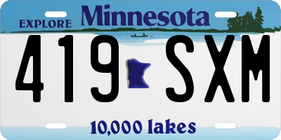 MN license plate 419SXM