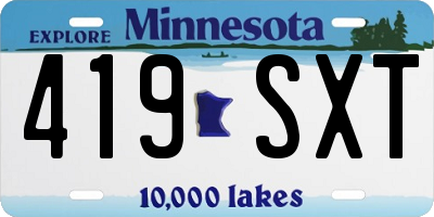 MN license plate 419SXT