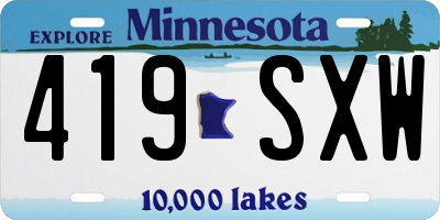 MN license plate 419SXW