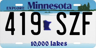 MN license plate 419SZF