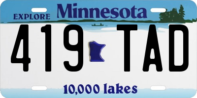 MN license plate 419TAD