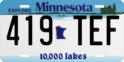 MN license plate 419TEF