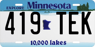 MN license plate 419TEK