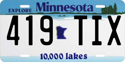 MN license plate 419TIX
