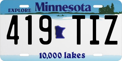 MN license plate 419TIZ