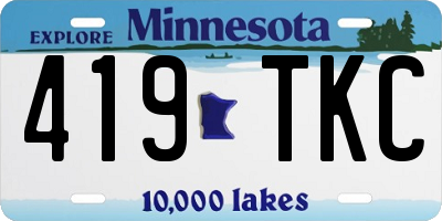 MN license plate 419TKC