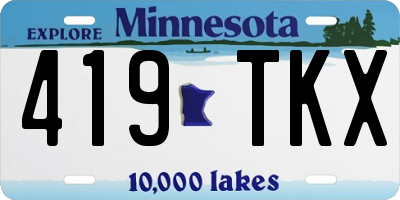 MN license plate 419TKX