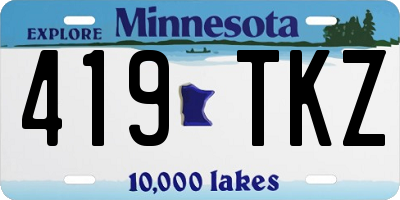 MN license plate 419TKZ