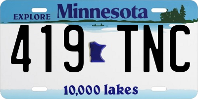 MN license plate 419TNC