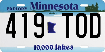 MN license plate 419TOD