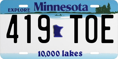 MN license plate 419TOE