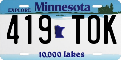 MN license plate 419TOK