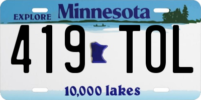 MN license plate 419TOL