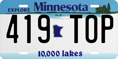 MN license plate 419TOP