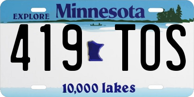 MN license plate 419TOS