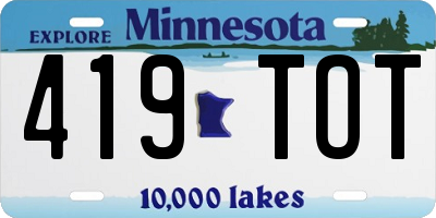 MN license plate 419TOT