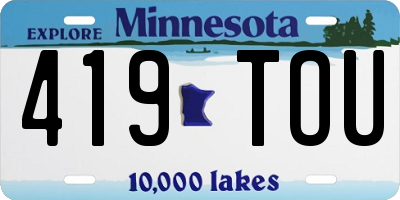 MN license plate 419TOU