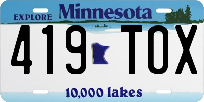 MN license plate 419TOX