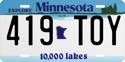 MN license plate 419TOY