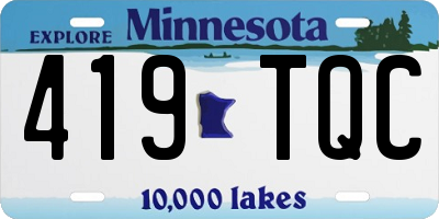 MN license plate 419TQC