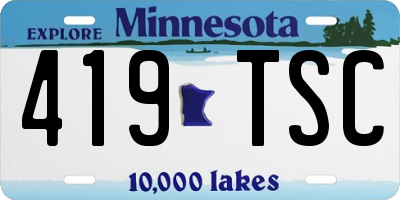 MN license plate 419TSC
