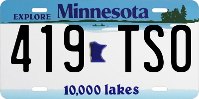 MN license plate 419TSO