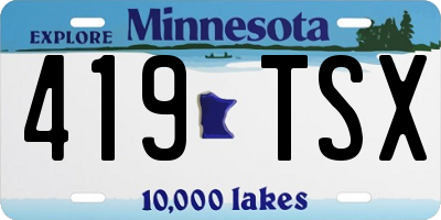 MN license plate 419TSX