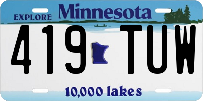MN license plate 419TUW