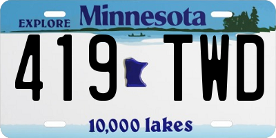MN license plate 419TWD