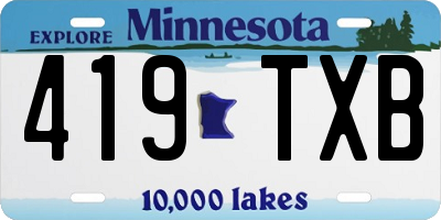 MN license plate 419TXB