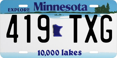 MN license plate 419TXG