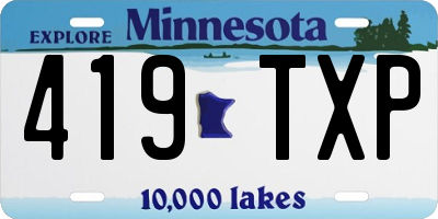 MN license plate 419TXP