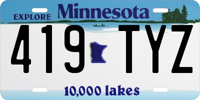 MN license plate 419TYZ