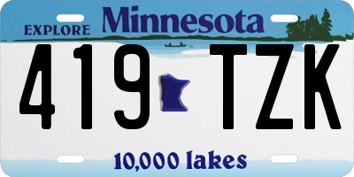 MN license plate 419TZK